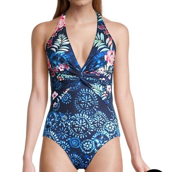 Johnny Was Annia Twist Floral One-Piece Swimsuit Size XS - Picture 2 of 16